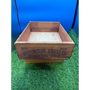 VTG Brookside Fruit Co. Wooden Shipping Crate Stockton CA 15.5” x 12”